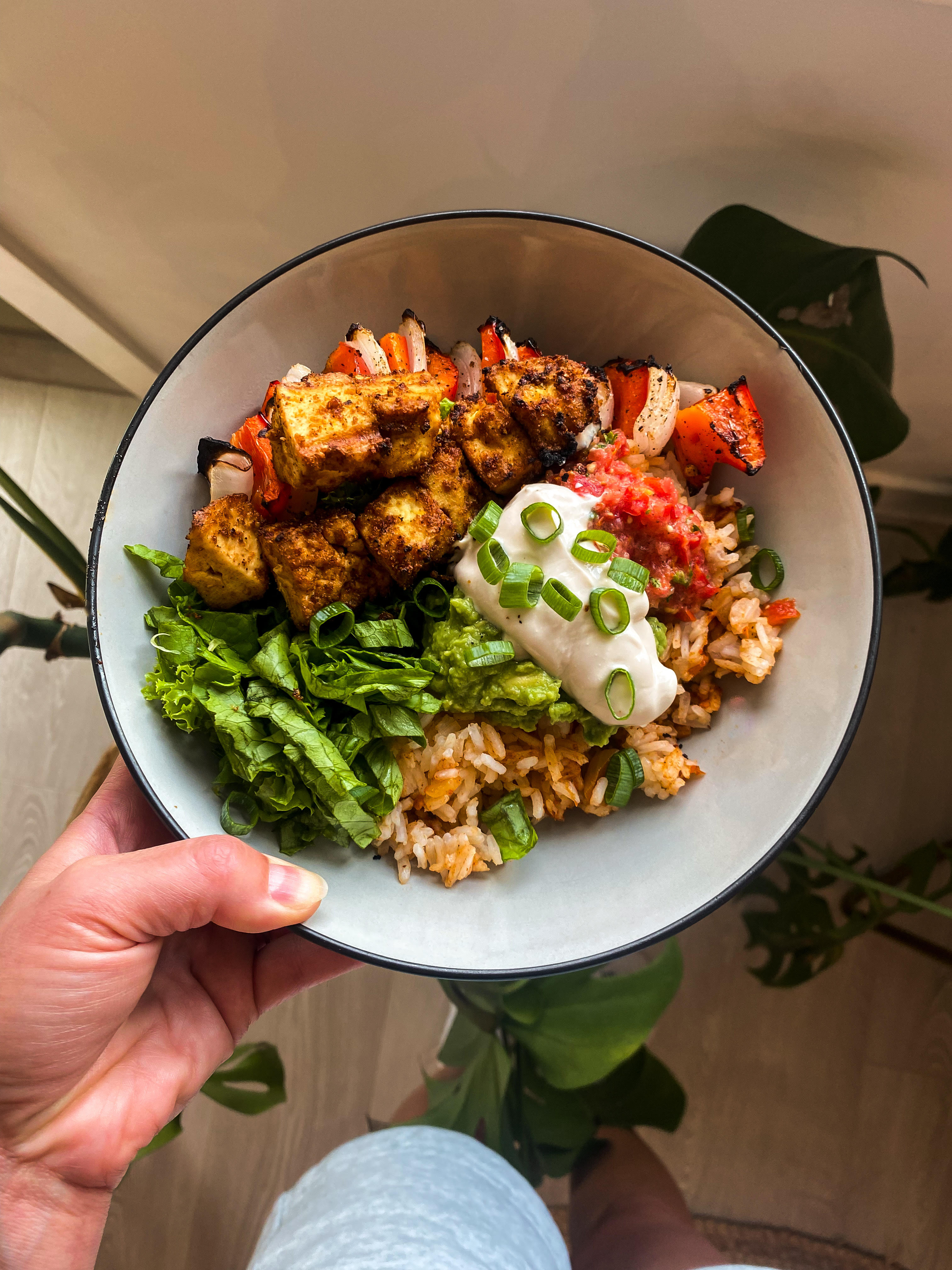 vegan fajita bowl